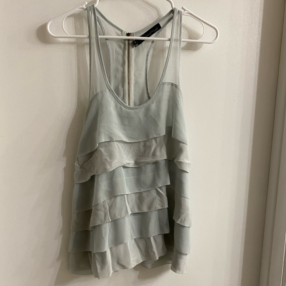 Patterson J. Kincaid pale blue ruffle tank size XS